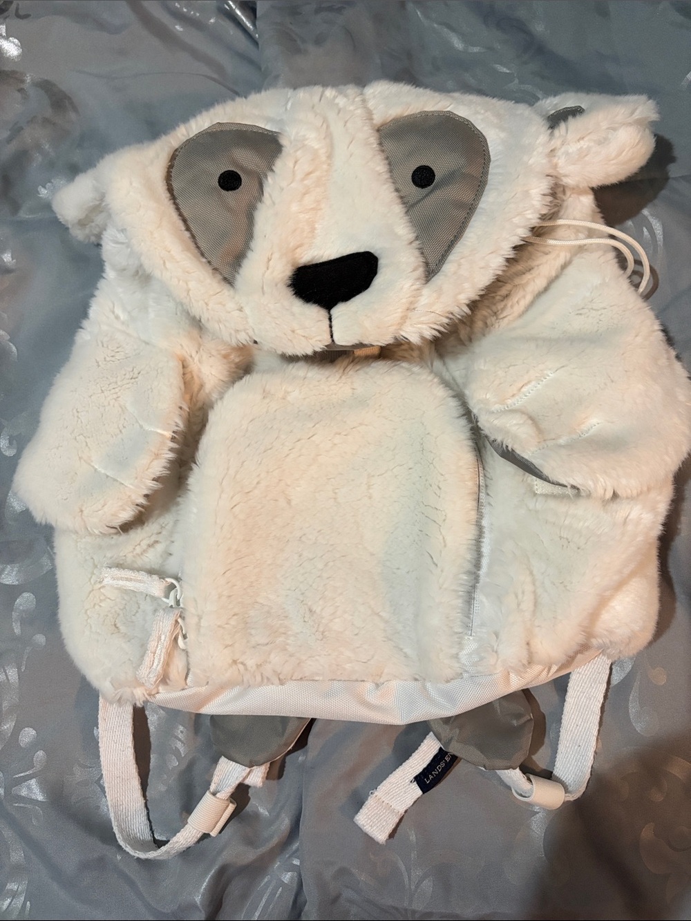 Lands' End Plush Cream Bear Kids Backpack